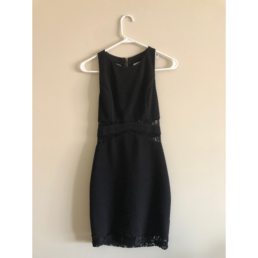 Black fit cocktail dress with lace, Lush size S